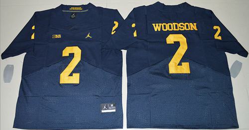 Wolverines #2 Charles Woodson Navy Blue Jordan Brand Elite Stitched NCAA Jersey