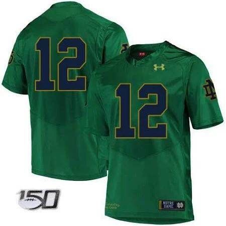 Men's Notre Dame #12 Ian Book Green Stitched NCAA Jersey