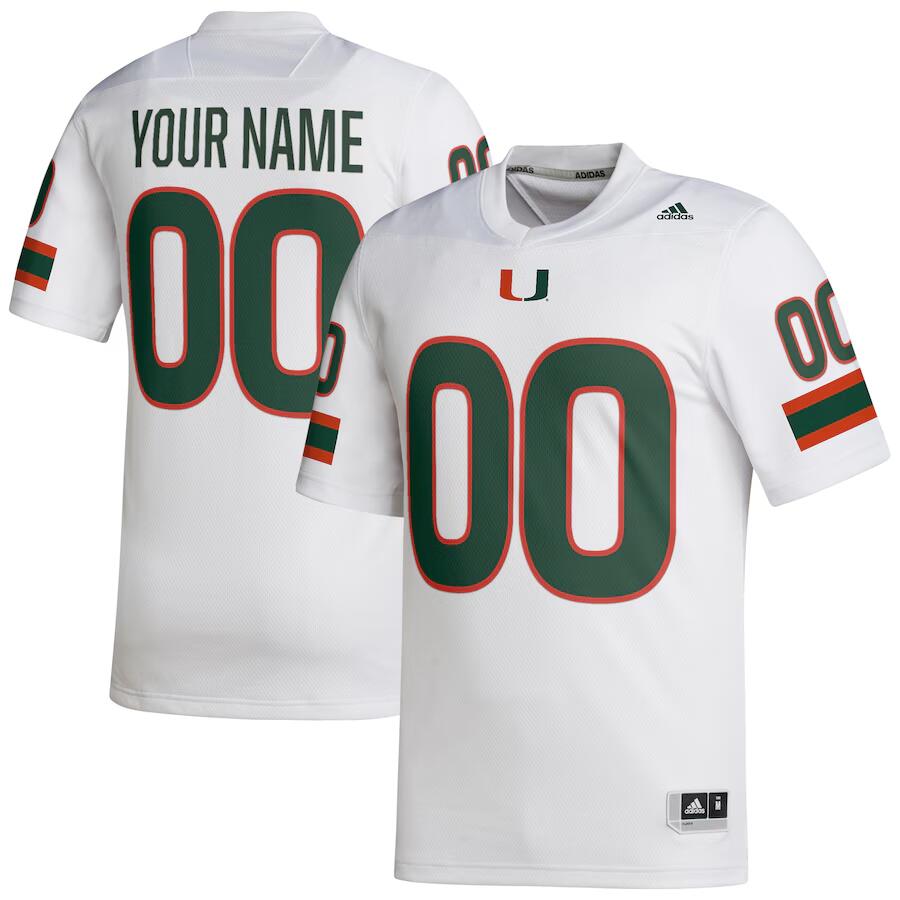 Men's Miami Hurricanes Customized White Stitched Football Jersey