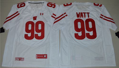 Badgers #99 J.J. Watt White Under Armour Stitched NCAA Jersey