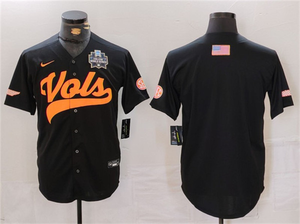 Men's Tennessee Volunteers Black With Patch Stitched Jersey