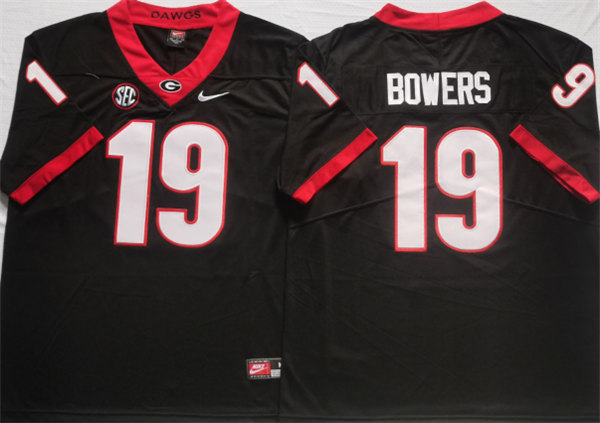 Men's Georgia Bulldogs #19 Brock Bowers Black College Football Stitched Jersey