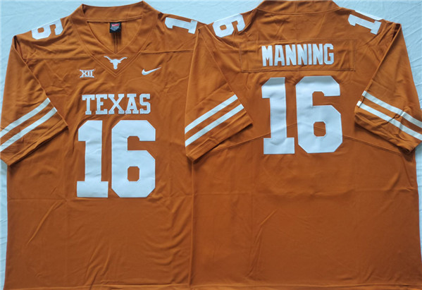 Men's Texas Longhorns #16 Arch Manning Orange Stitched Jersey