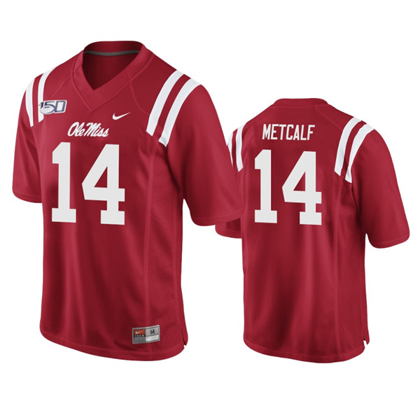 Men's Ole Miss Rebels #14 D.K. Metcalf Red Stitched NCAA Jersey [NCAA ...