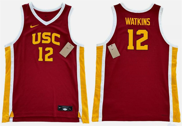 Men's USC Trojans #12 JuJu Watkins Red Stitched Jersey