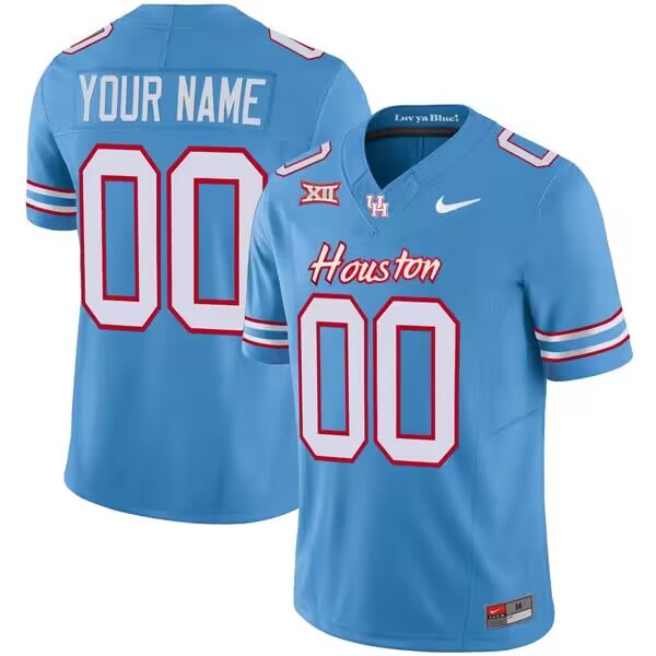 Men's Houston Cougars Active Player Custom Light Blue “Oilers Inspired” Limited Stitched Jersey