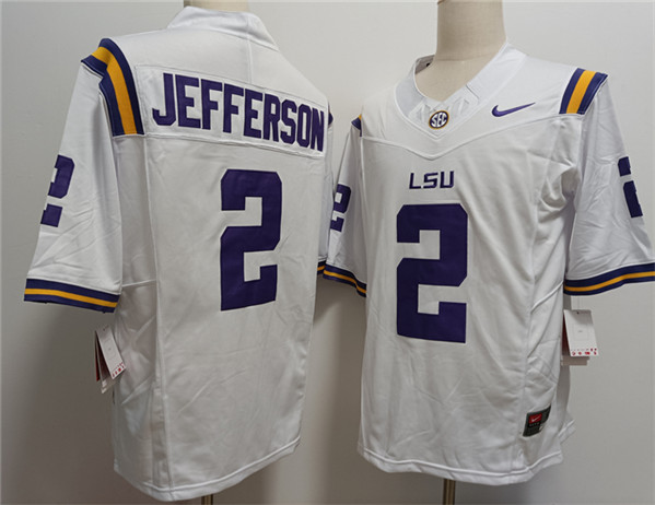 Men's LSU Tigers #2 Justin Jefferson F.U.S.E. White Stitched Jersey