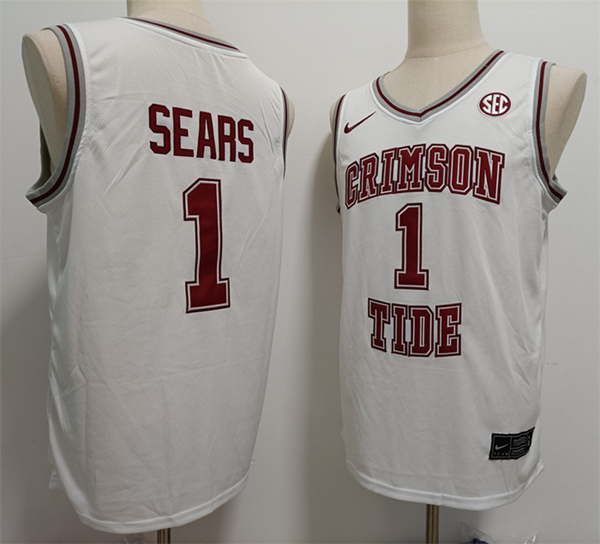 Men's Alabama Crimson Tide #1 Mark Sears White Stitched Football Jersey