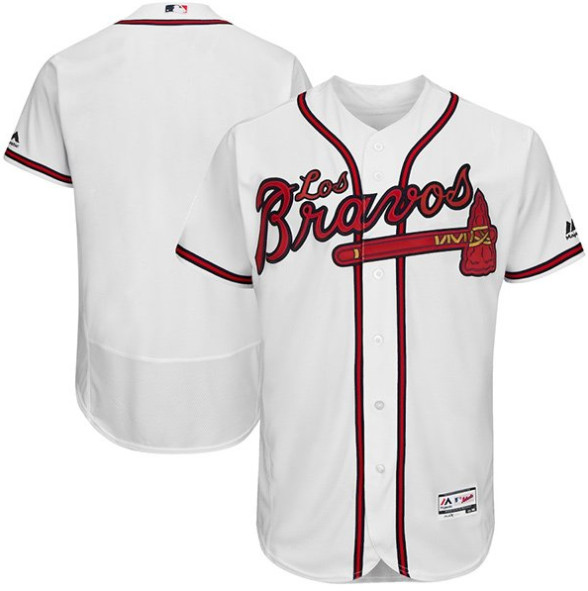 Men's Atlanta Braves Blank White los bravos Flex Base Stitched Baseball ...