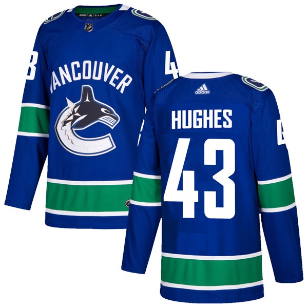 Men's Adidas Vancouver Canucks #43 Quinn Hughes Blue NHL Stitched Jersey