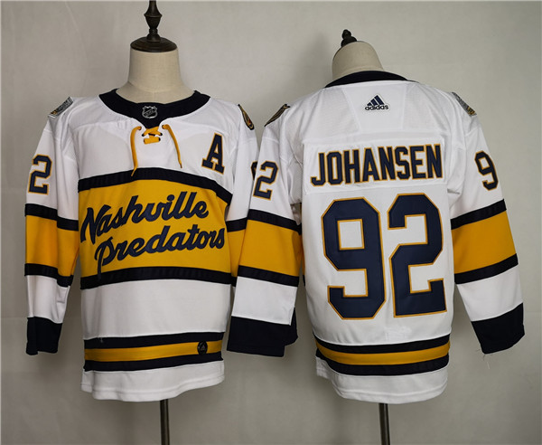 Men's Adidas Nashville Predators #92 Ryan Johansen White Stitched NHL Jersey