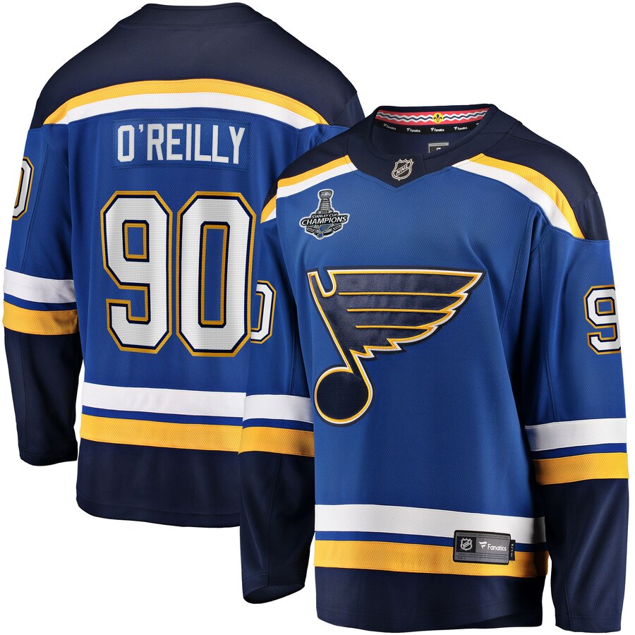Men's St. Louis Blues #90 Ryan O'Reilly Blue 2019 Stanley Cup Final Bound Breakaway Blue Stitched NHL Jersey