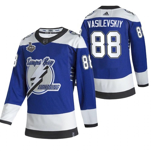Men's Tampa Bay Lightning #88 Andrei Vasilevskiy 2021 Blue Stanley Cup ...
