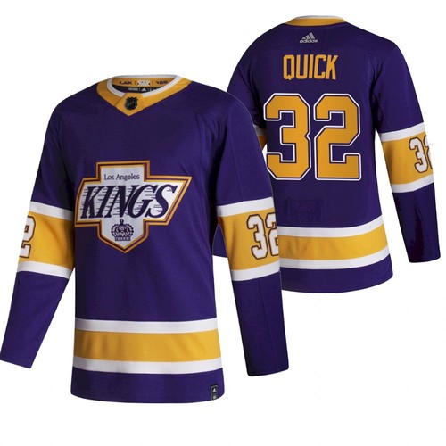 Men's Los Angeles Kings #32 Jonathan Quick Purple 2020-21 Reverse Retro Stitched NHL Jersey
