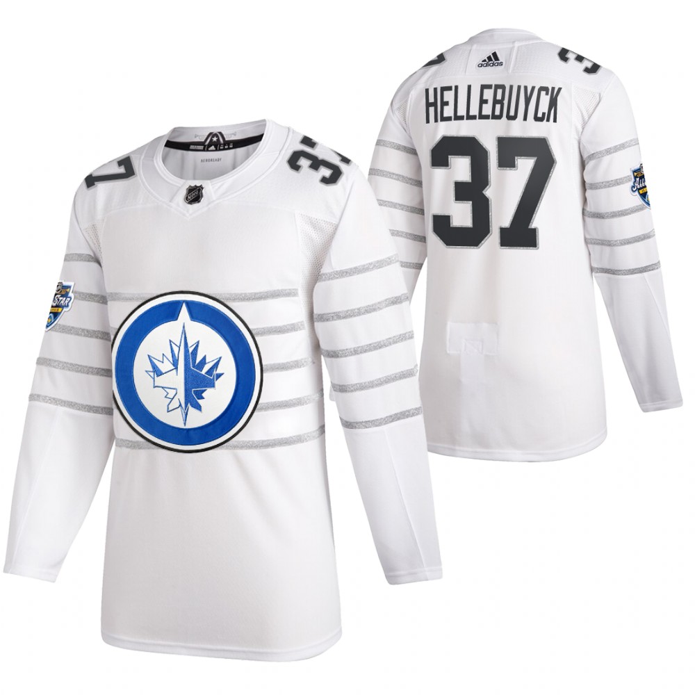 Men's Winnipeg Jets #37 Connor Hellebuyck 2020 Grey All Star Stitched NHL Jersey