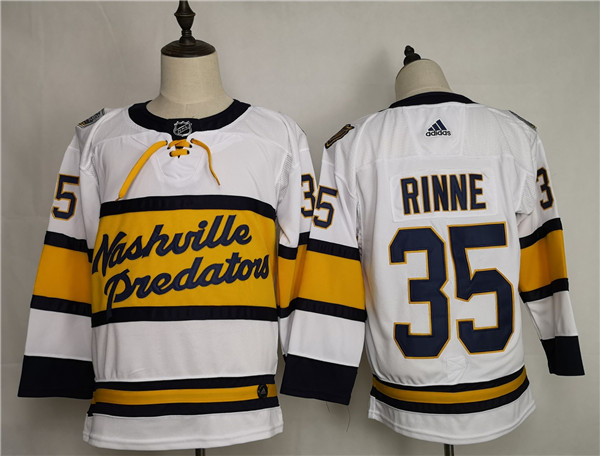 Men's Nashville Predators #35 Pekka Rinne White Stitched NHL Jersey