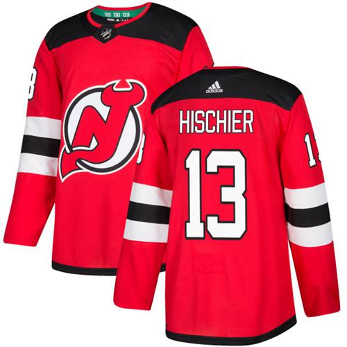 Men's Adidas New Jersey Devils #13 Nico Hischier Red Stitched NHL Jersey