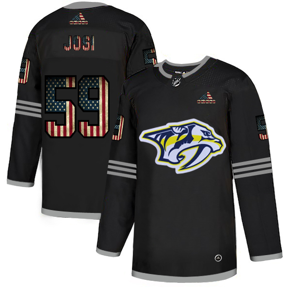 Men's Nashville Predators #59 Roman Josi Grey USA Flag Stitched NHL Jersey