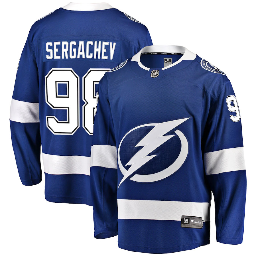Men's Tampa Bay Lightning #98 Mikhail Sergachev Blue Home Player Jersey ...