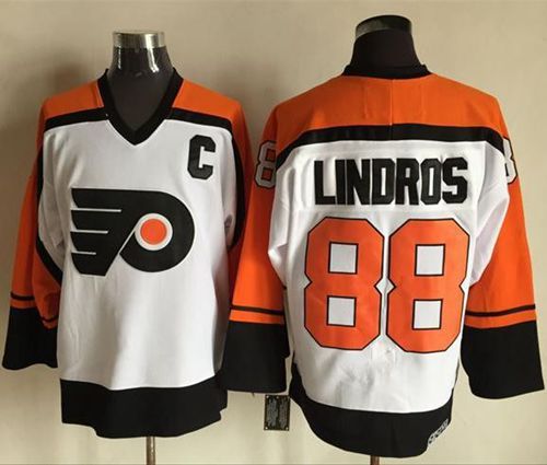 Flyers #88 Eric Lindros White/Black CCM Throwback Stitched NHL Jersey ...