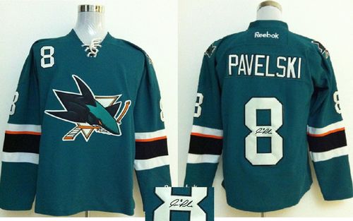 Sharks #8 Joe Pavelski Teal Autographed Stitched NHL Jersey