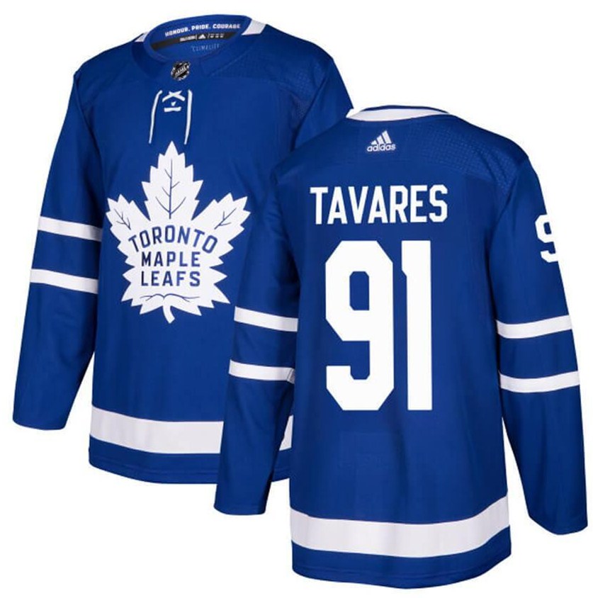 Men's Toronto Maple Leafs #91 John Tavares Blue Adidas Stitched NHL Jersey