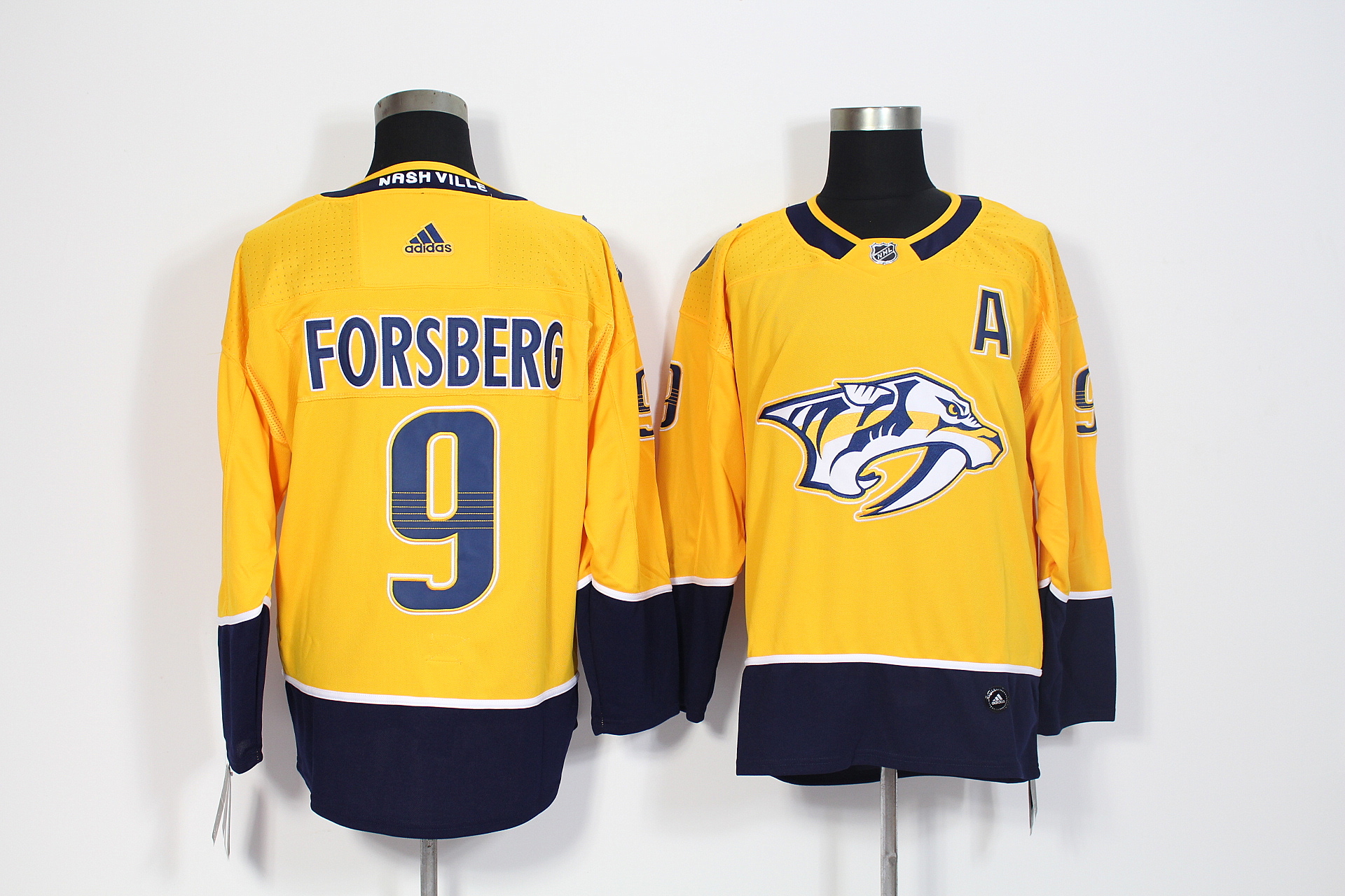 Men's Adidas Nashville Predators #9 Filip Forsberg Yellow Stitched NHL Jersey