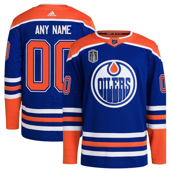 Men's Edmonton Oilers Custom Royal 2024 Stanley Cup Final Patch Stitched Jersey