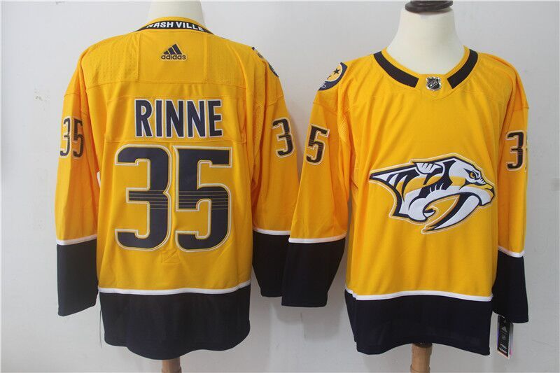 Men's Adidas Nashville Predators #35 Pekka Rinne Yellow Stitched NHL Jersey