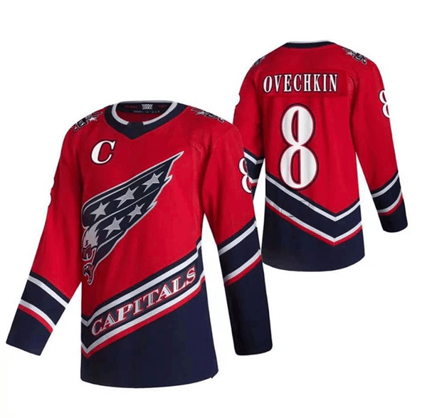 Men's Washington Capitals #8 Alex Ovechkin 2021 Reverse Retro Stitched NHL Jersey