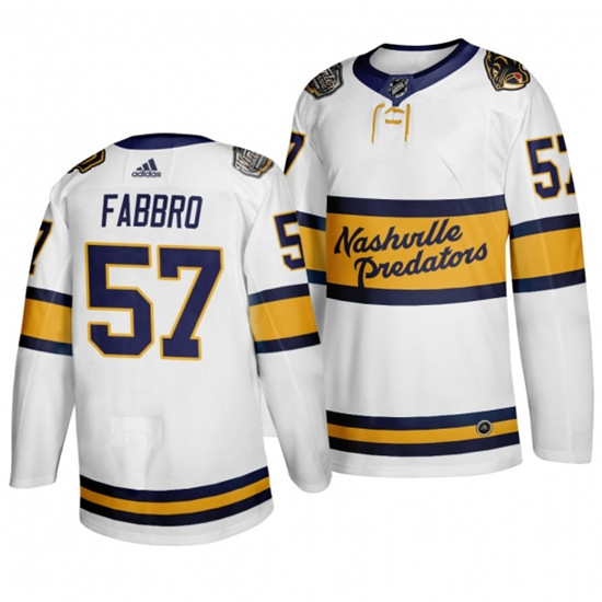 Men's Nashville Predators adidas#57 Dante Fabbro White 2020 Winter Stitched NHL Jersey
