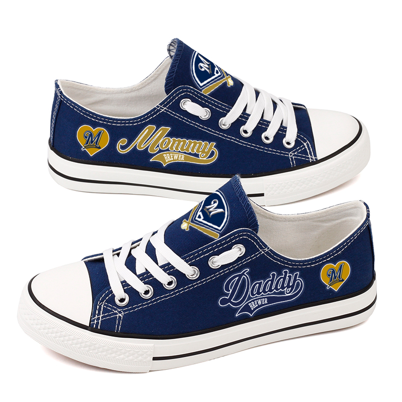 Women and Youth MLB Milwaukee Brewers Repeat Print Low Top Sneakers 003