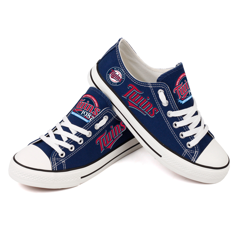 Women and Youth MLB Minnesota Twins Repeat Print Low Top Sneakers 003