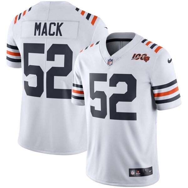 Men's Chicago Bears #52 Khalil Mack White 2019 100th Season Vapor Untouchable Limited Stitched NFL Jersey