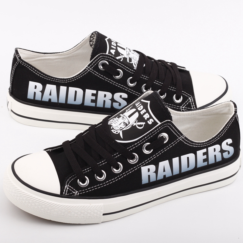 All Sizes NFL Oakland Raiders Repeat Print Low Top Sneakers 002