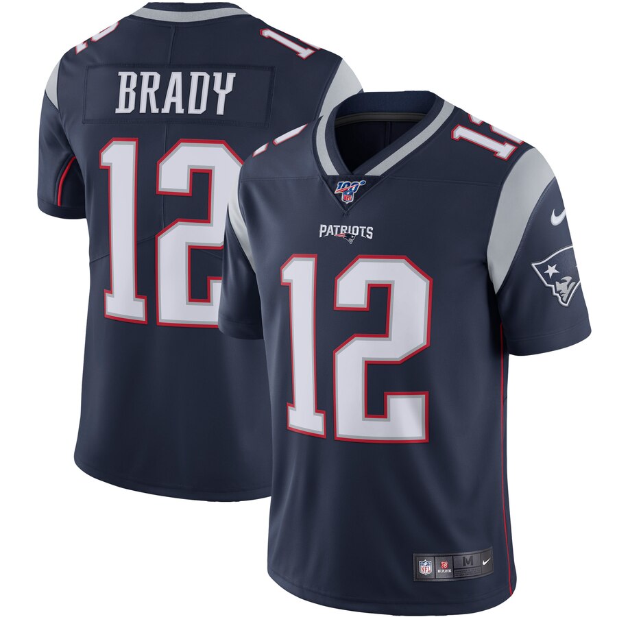 Men's New England Patriots #12 Tom Brady Navy 2019 100th Season Vapor Untouchable Limited Stitched NFL Jersey