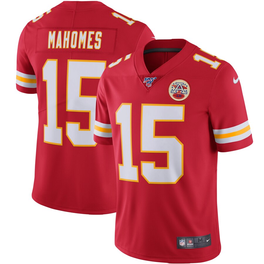 Men's Kansas City Chiefs #15 Patrick Mahomes Red 2019 100th Season Vapor Untouchable Limited Stitched NFL Jersey