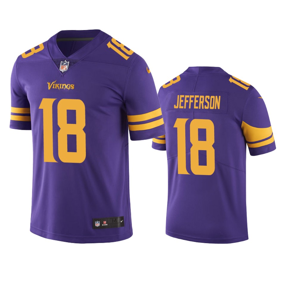 Men's Minnesota Vikings #18 Justin Jefferson Purple Color Rush Limited ...