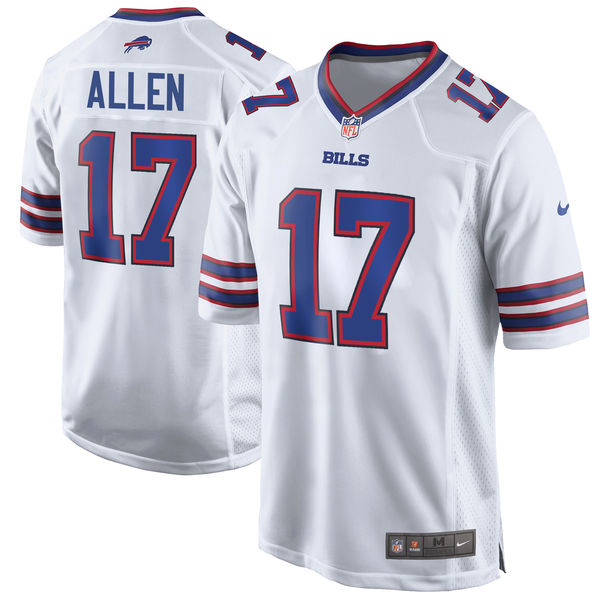 Men's Buffalo Bills #17 Josh Allen White 2018 NFL Draft Pick Game Jersey