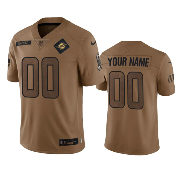 Men's Miami Dolphins Jaylen Waddle Nike Brown 2023 Salute To Service  Limited Jersey