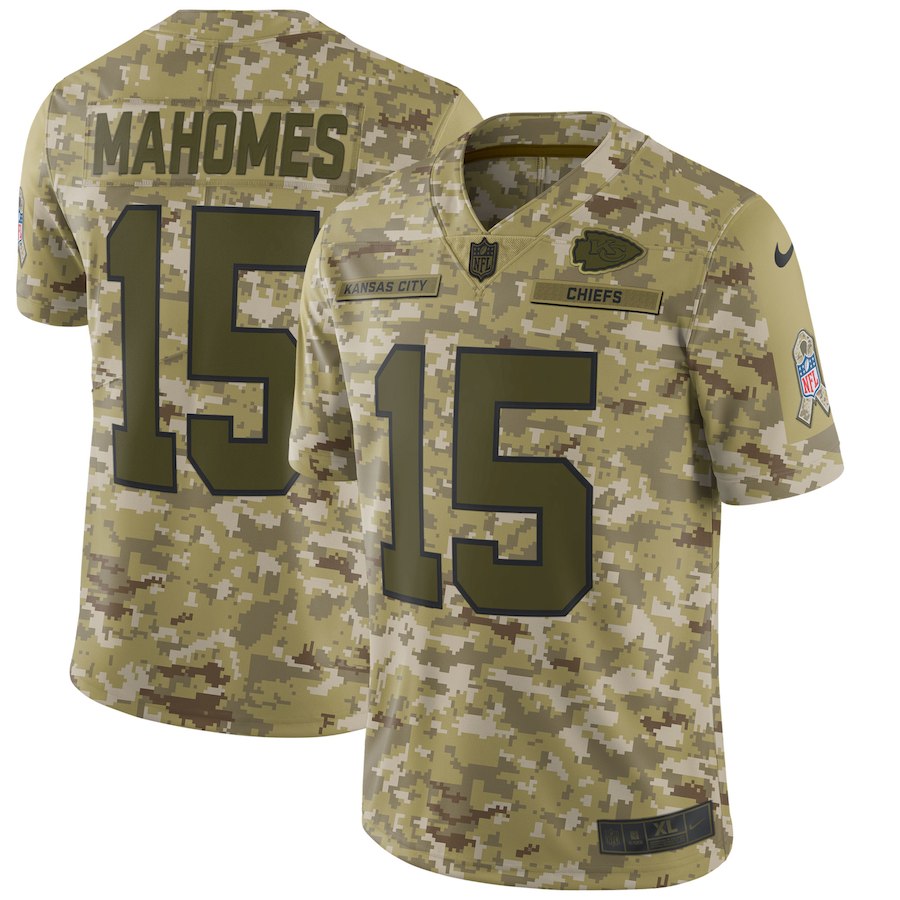 Men's Chiefs #15 Patrick Mahomes 2018 Camo Salute to Service Limited Stitched NFL Jersey