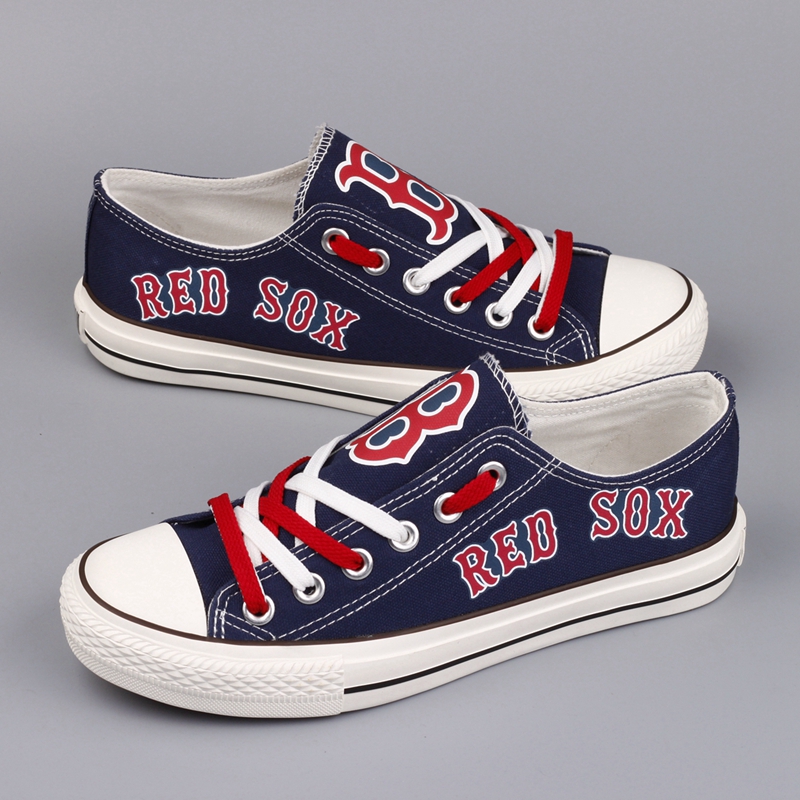 Women and Youth MLB Boston Red Sox Repeat Print Low Top Sneakers 003