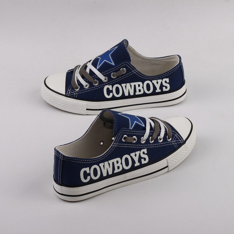 Women Or Youth NFL Dallas Cowboys Repeat Print Low Top Sneakers 006