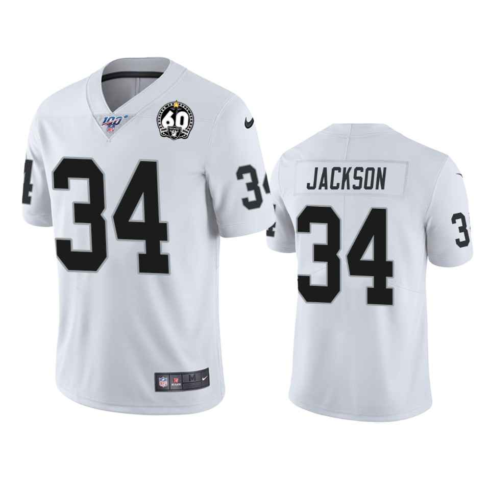 Men's Oakland Raiders #34 Bo Jackson Black White 60th Anniversary Vapor ...