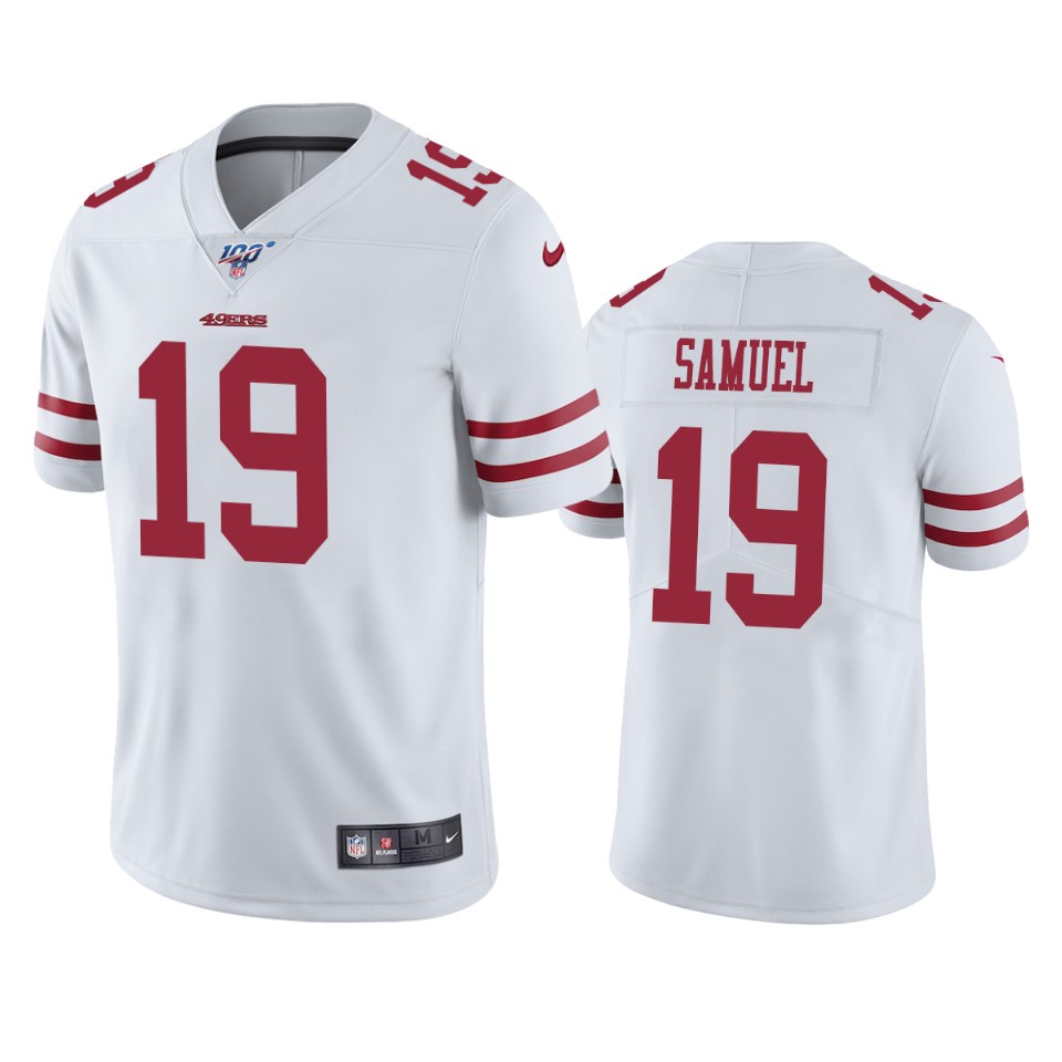 Men's San Francisco 49ers #19 Deebo Samuel White 2019 100th Season ...