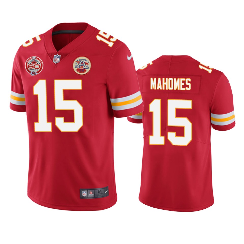 Men's Kansas City Chiefs #15 Patrick Mahomes Red 2019 60th Anniversary Limited Stitched NFL Jersey