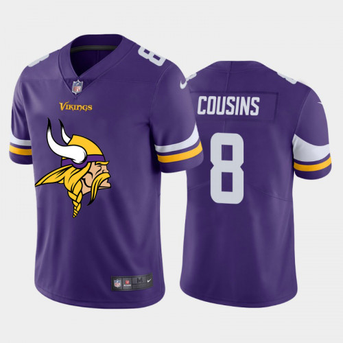 Men's Minnesota Vikings #8 Kirk Cousins Purple 2020 Team Big Logo ...