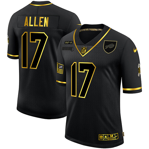 Men S Buffalo Bills 17 Josh Allen 2020 Black Gold Salute To Service Limited Stitched Nfl Jersey