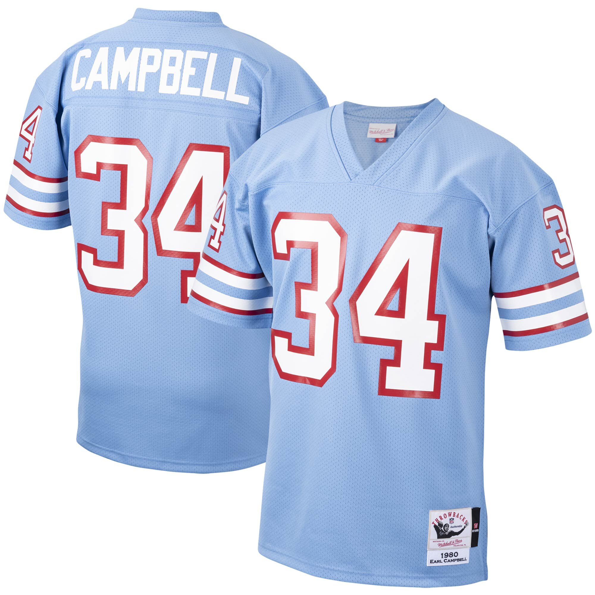 Men's Houston Oilers/Tennessee Titans 34 Earl Campbell Mitchell & Ness