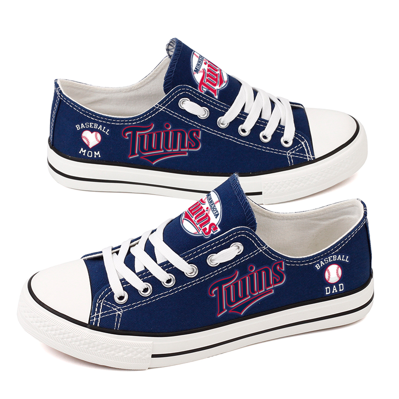 Women and Youth MLB Minnesota Twins Repeat Print Low Top Sneakers 002